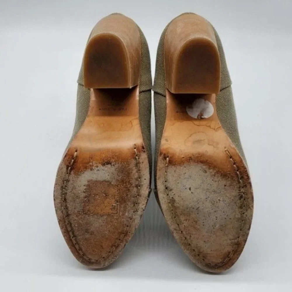 Rag & Bone Newbury Green Canvas Stacked Block Heel Ankle Boots - Picture 4 of 7